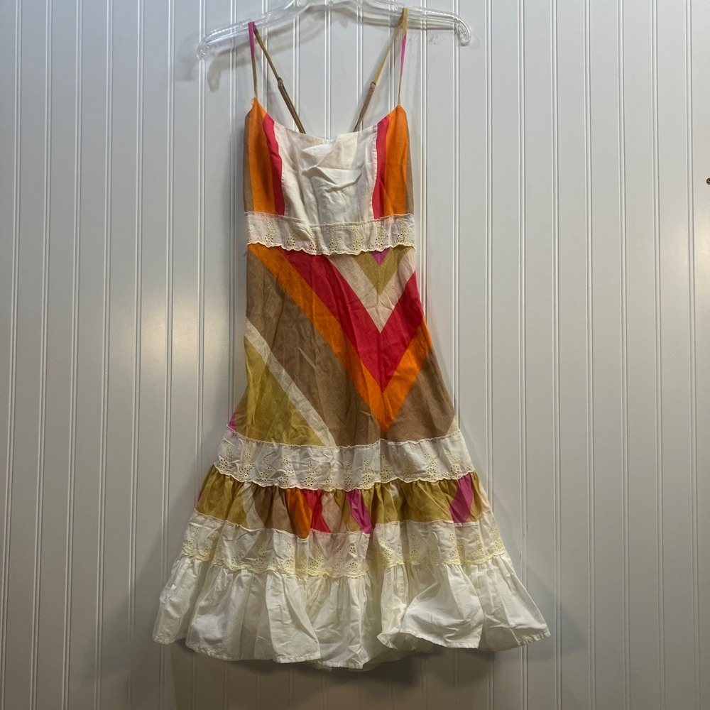 Free People Taste the Rainbow 10 ‎ Linen Blend Midi Dress Autumn Wedding Guest